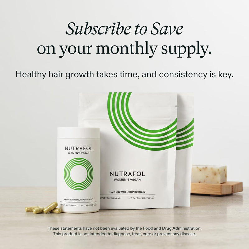 Nutrafol Women’s Hair Growth Supplement – Ages 18-44, Clinically Tested, Thicker Stronger Hair, 100% Vegan, Dermatologist Recommended, 1-Month Supply Green Plastic