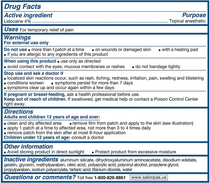 Salonpas LIDOCAINE (5 PACK Bundle) Pain Relieving Maximum Strength Gel Patch!