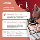 UMZU Redwood – Blood Flow & Nitric Oxide Support for Circulation, Energy & Stamina, 30-Day Supply (180 Capsules)