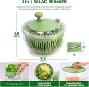 SUSTEAS Salad Spinner Large, Vegetables Wash Bowl, Fruits & Herb Lettuce Dryer with 5 Blade Slicer Egg Yolk Strainer Shredder for Efficient Salad Preparation and Food Washing, 4.25Qt