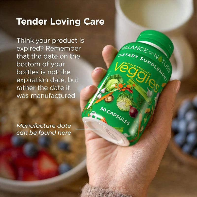 Balance of Nature Fruits & Veggies – Whole Food Supplement for Men, Women & Kids, 90 Fruit + 90 Veggie Capsules