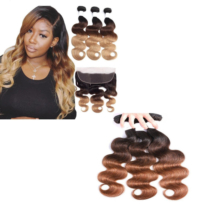 10A Grade #1B/4/30 Body Wave #1B/4/27 BUNDLES with CLOSURES & FRONTALS