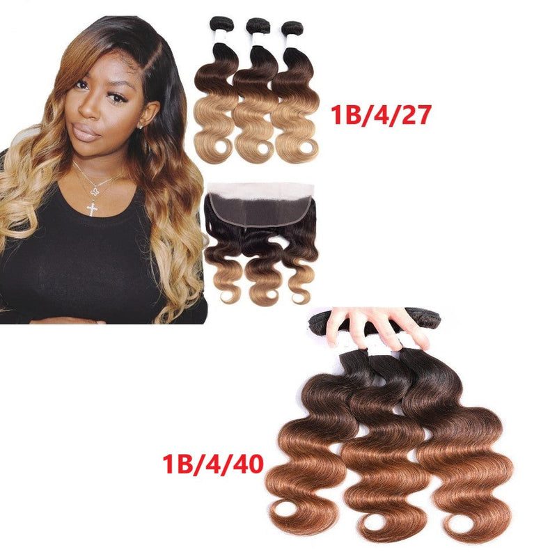 10A Grade #1B/4/30 Body Wave #1B/4/27 BUNDLES with CLOSURES & FRONTALS