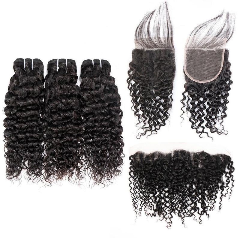 Super Double Drawn 12A Grade Jerry Curl BUNDLES with CLOSURES & FRONTA