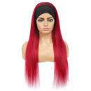Burgundy Headband Straight Human Hair Wig