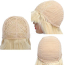 Blonde Red Piano Color Brazilian Straight Human Hair Wigs With Bangs 200% Density Full Machine Made Human Hair Wig