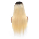 Blonde Red Piano Color Brazilian Straight Human Hair Wigs With Bangs 200% Density Full Machine Made Human Hair Wig