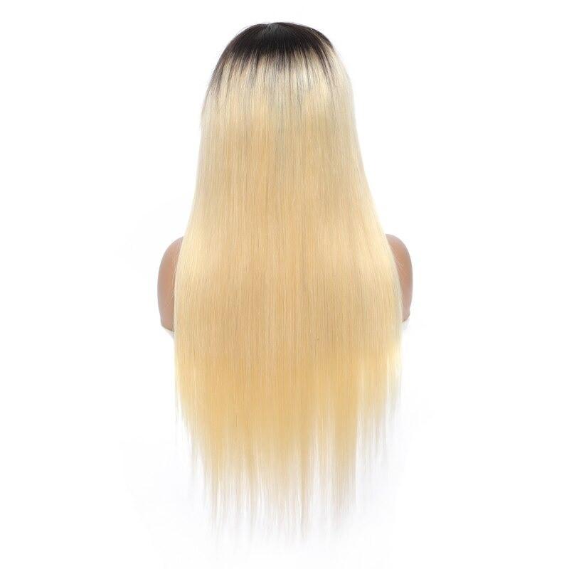 Blonde Red Piano Color Brazilian Straight Human Hair Wigs With Bangs 200% Density Full Machine Made Human Hair Wig