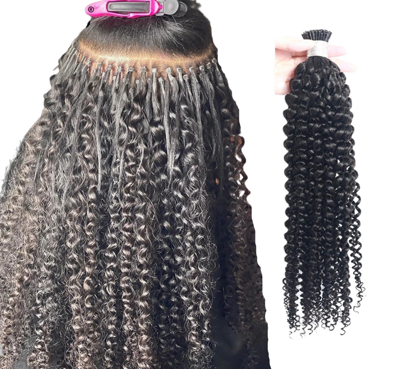Kinky Curly Human Hair i Tip Microlinks Bulk Braiding Human Hair Bundl