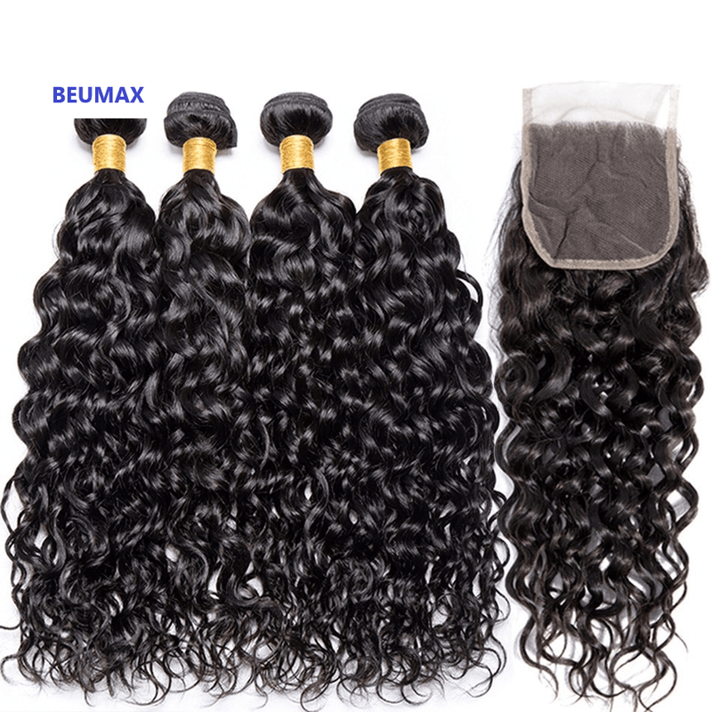 BeuMax 10A Grade 3/4 Jerry Curl Bundles with 4x4 Closure Brazilian