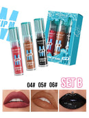 Watery Black Lipstick Hydrating Lip Fullness Lip Gloss Lasting Velvet Lip Glaze Set Pearlescent Fine Sparkling Lipstick Liquid