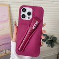 For iPhone 17 Pro Max Air 15 14 13 12 11 17 ProMax Plus Gray Ribbon Espresso Silicone Portable Lipstick Protective Case
