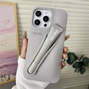 For iPhone 17 Pro Max Air 15 14 13 12 11 17 ProMax Plus Gray Ribbon Espresso Silicone Portable Lipstick Protective Case