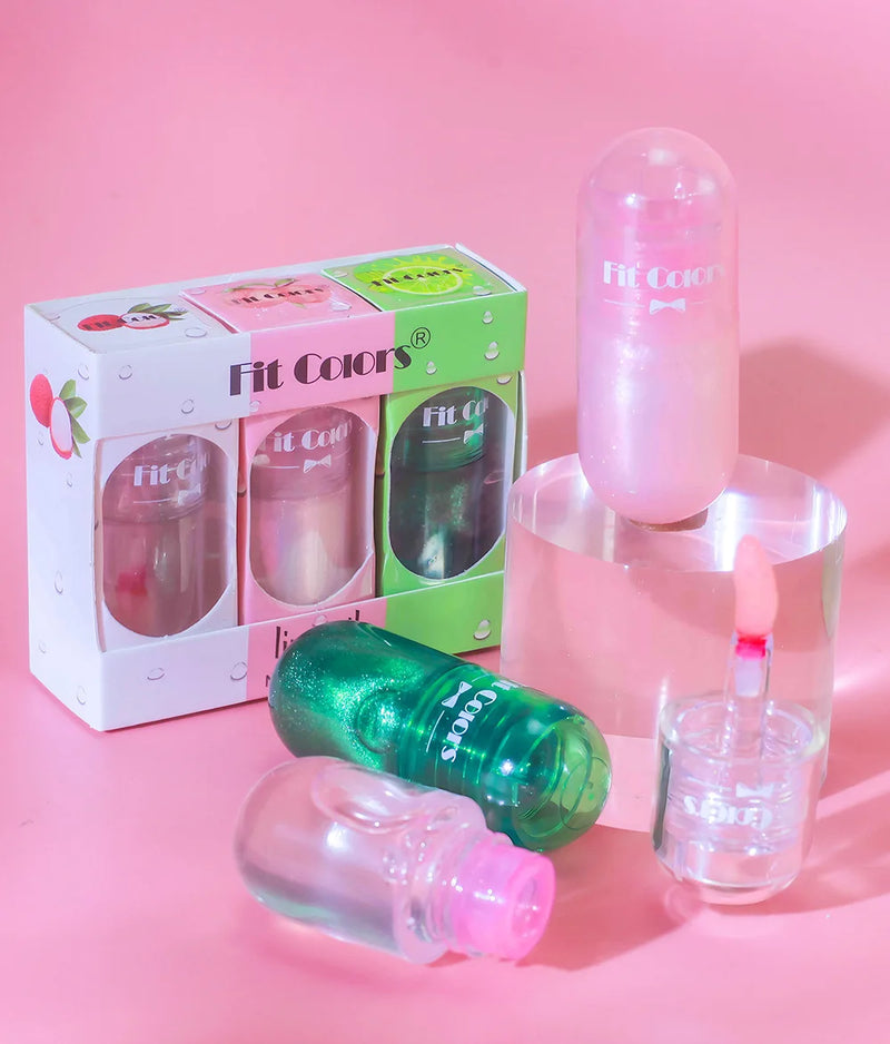 3pcs Mini Capsule Lip Gloss Lip Oil Set