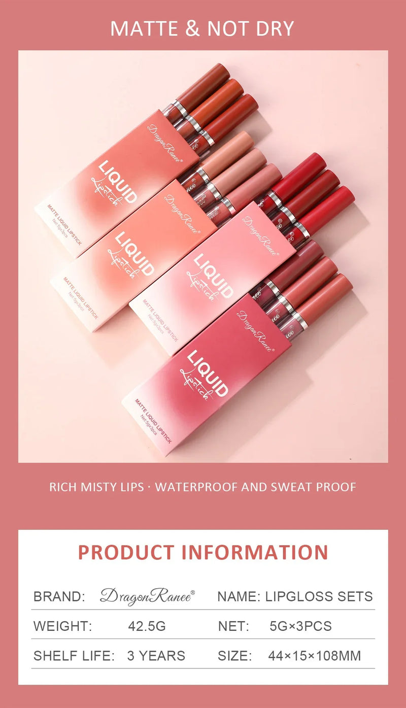 3-Piece Matte Liquid Lipstick Set