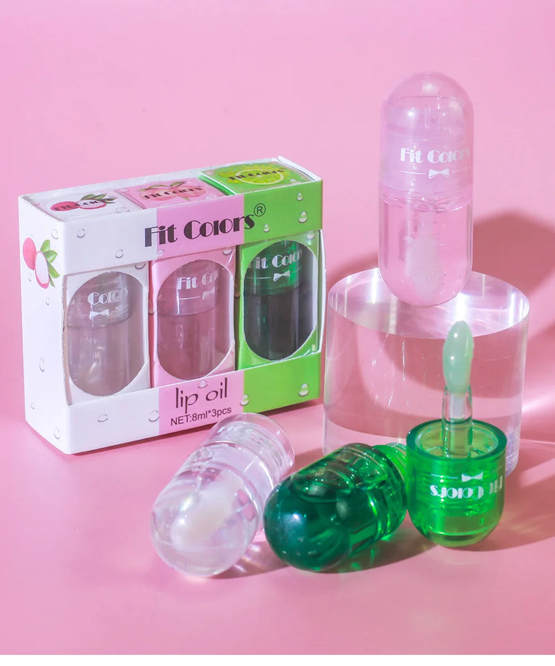 3pcs Mini Capsule Lip Gloss Lip Oil Set