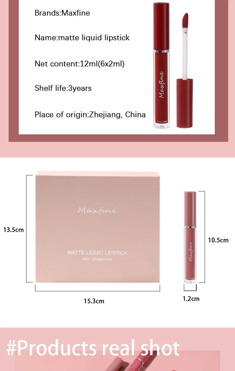 6 Color Matte Lip Gloss Set