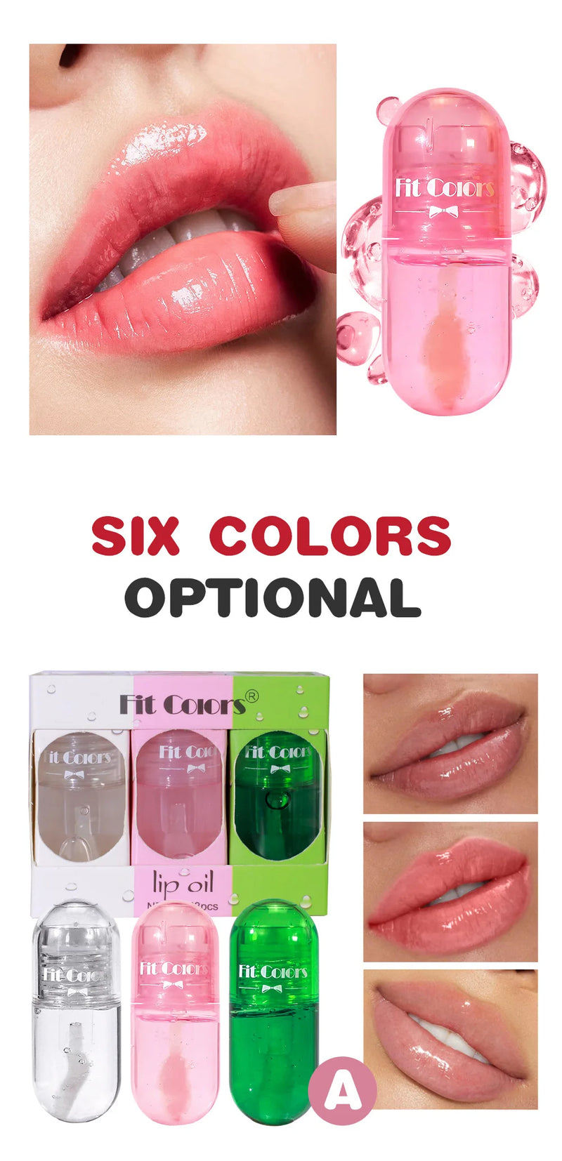 3pcs Mini Capsule Lip Gloss Lip Oil Set