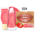 Glitter Plumping Lip Gloss Jelly Strawberry Moisturizer Fruit Lip Oil Transparent Fullness Lip Tint Gel Soft Tube Makeup LipCare