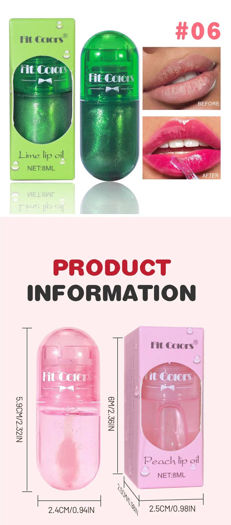 3pcs Mini Capsule Lip Gloss Lip Oil Set