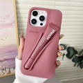 For iPhone 17 Pro Max Air 15 14 13 12 11 17 ProMax Plus Gray Ribbon Espresso Silicone Portable Lipstick Protective Case