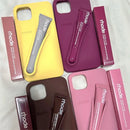 For iPhone 17 Pro Max Air 15 14 13 12 11 17 ProMax Plus Gray Ribbon Espresso Silicone Portable Lipstick Protective Case