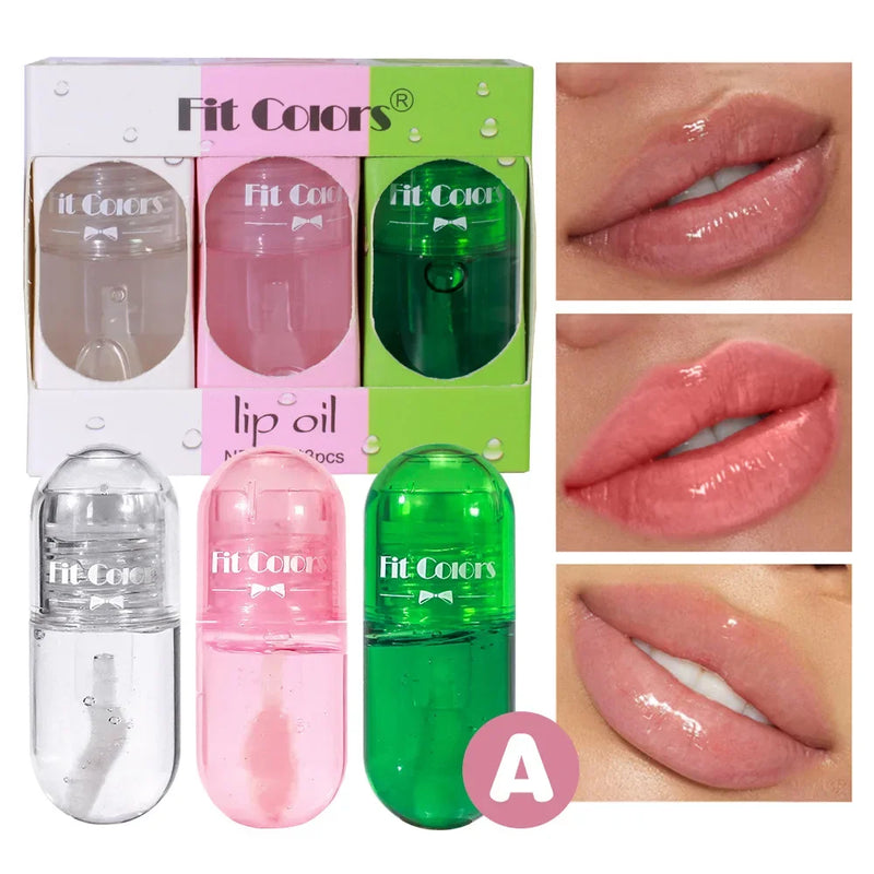 3pcs Mini Capsule Lip Gloss Lip Oil Set