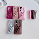Rhode Lipstick Phone Case For Samsung Galaxy S25 Ultra S24 FE S23 Plus A14 A15 A54 Lip Glass Holder Silicone Shockproof Cover