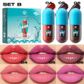 Mini Velvet Matte Lip Gloss Set, 4-Piece Non-Fading, Non-Stick Cup, Long-Lasting Fruit Scented Lip Tint, Smooth and Lightweight