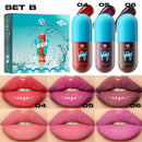 Mini Velvet Matte Lip Gloss Set, 4-Piece Non-Fading, Non-Stick Cup, Long-Lasting Fruit Scented Lip Tint, Smooth and Lightweight