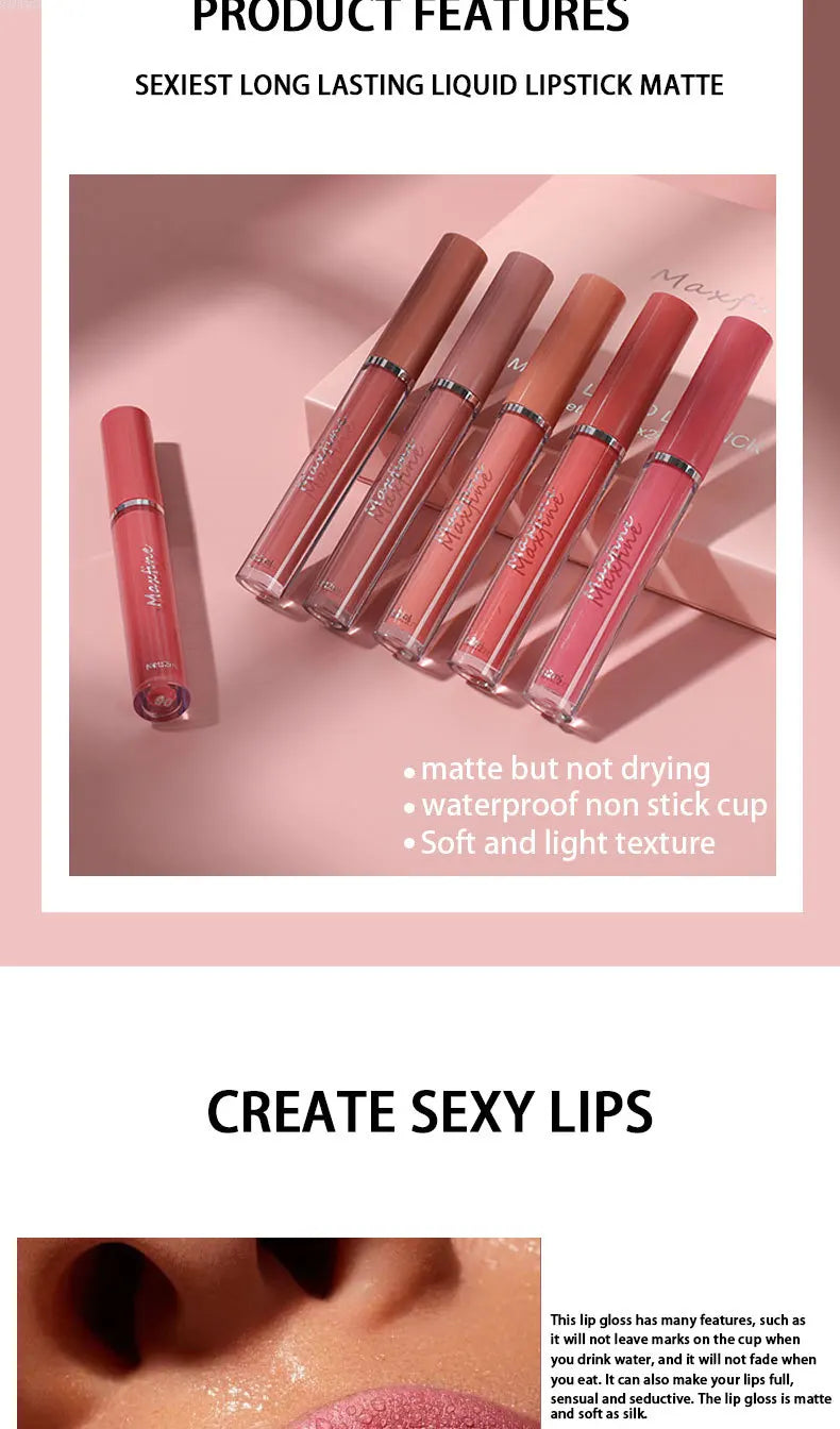 6 Color Matte Lip Gloss Set