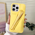 For iPhone 17 Pro Max Air 15 14 13 12 11 17 ProMax Plus Gray Ribbon Espresso Silicone Portable Lipstick Protective Case