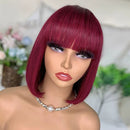 #613 Brazilian 99J Burgundy Short Bob Remy Straight Human Hair Wigs