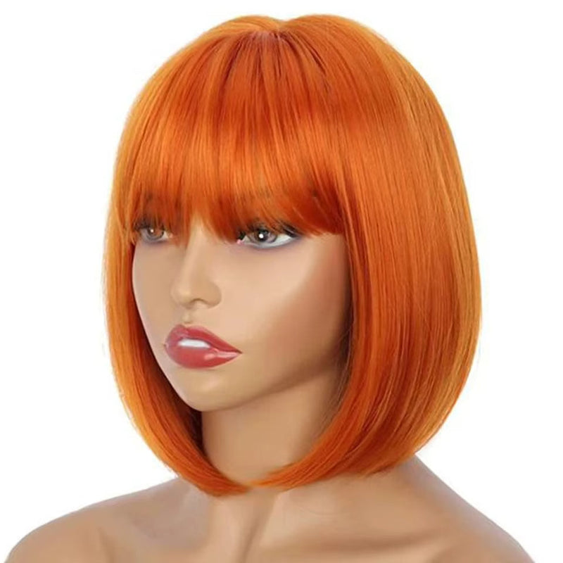 #613 Brazilian 99J Burgundy Short Bob Remy Straight Human Hair Wigs