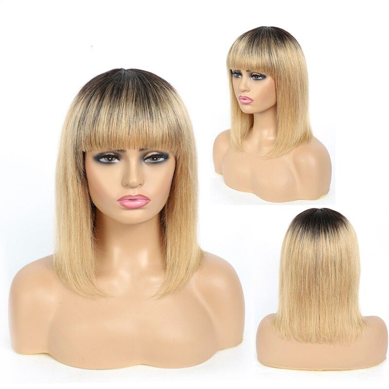 #613 Brazilian 99J Burgundy Short Bob Remy Straight Human Hair Wigs