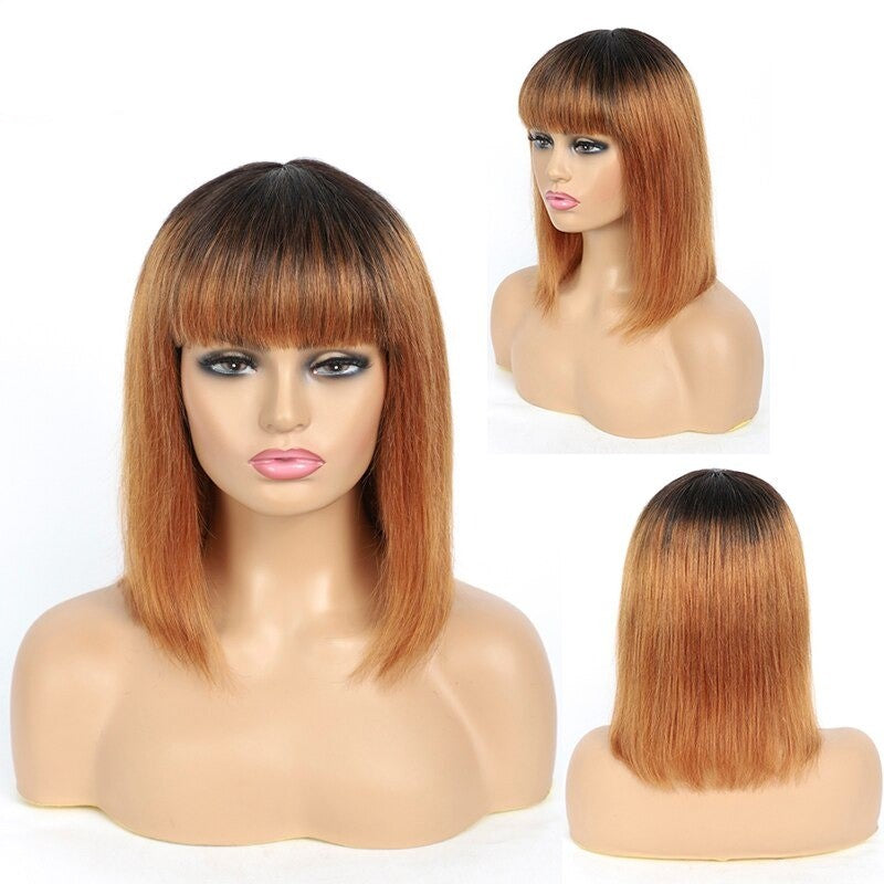 #613 Brazilian 99J Burgundy Short Bob Remy Straight Human Hair Wigs