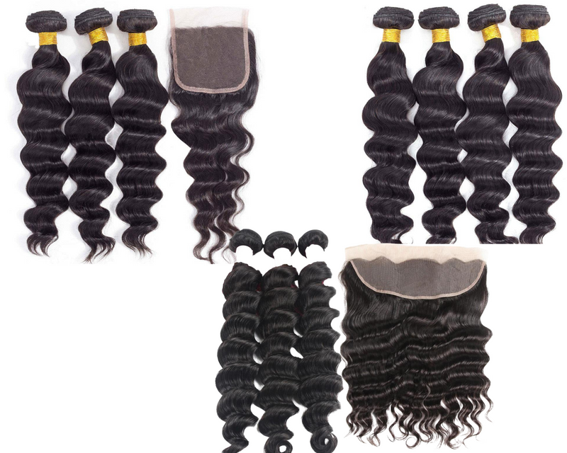 10A Grade 3/4 Loose Body Wave bundles with 4x4 Closures &13x4 Frontal