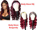 Burgundy Headband Body Wave Human Hair Wig