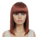#613 Brazilian 99J Burgundy Short Bob Remy Straight Human Hair Wigs