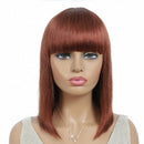 #613 Brazilian 99J Burgundy Short Bob Remy Straight Human Hair Wigs