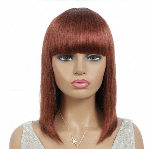 #613 Brazilian 99J Burgundy Short Bob Remy Straight Human Hair Wigs
