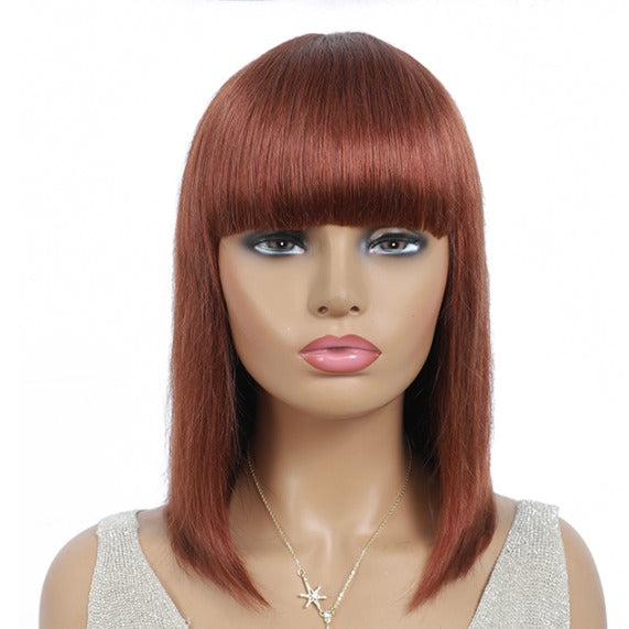 #613 Brazilian 99J Burgundy Short Bob Remy Straight Human Hair Wigs