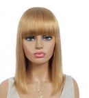 #613 Brazilian 99J Burgundy Short Bob Remy Straight Human Hair Wigs