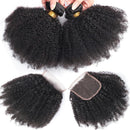 BeuMax 10A Grade 3/4 Afro Kinky Curly Bundles with 4x4 Closure