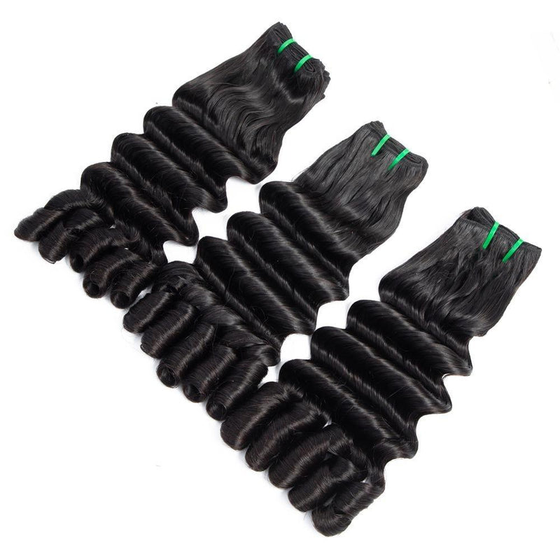 Beumax Double Drawn 12A Grade Fancy Curl BUNDLES with CLOSURES &