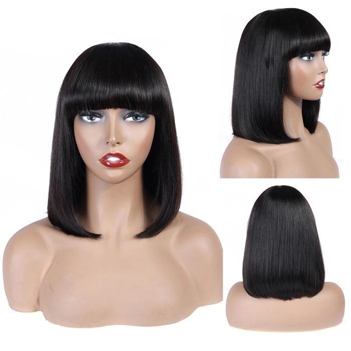 #613 Brazilian 99J Burgundy Short Bob Remy Straight Human Hair Wigs