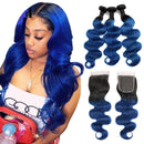 10A Grade Blue Body Wave BUNDLES with CLOSURES & FRONTALS