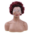 Ombre Short Pixie Cut 13x4x1 T Lace Front Curly Human Hair Wigs 8 Inch