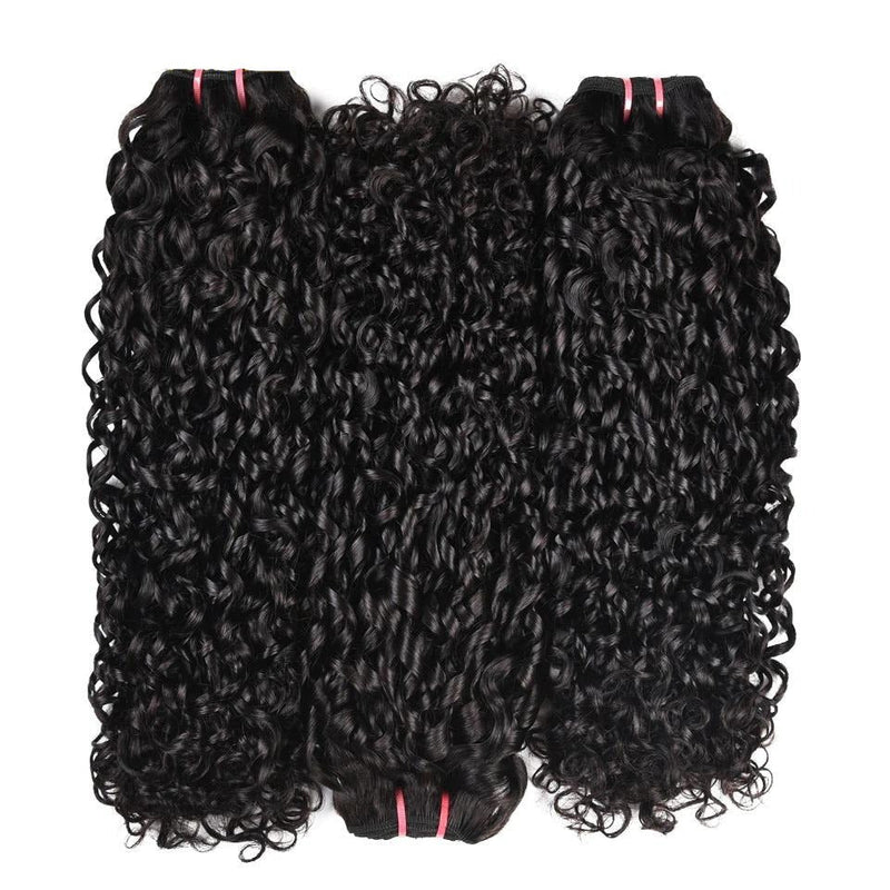 10A Grade Brazilian Pissy Curly Fumi Human Hair 3/4  Bundles With 4x4