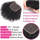 10A Grade Afro Kinky Curly 4x4 Brazilian 5x5 Lace 6x6 Closure Remy Hum